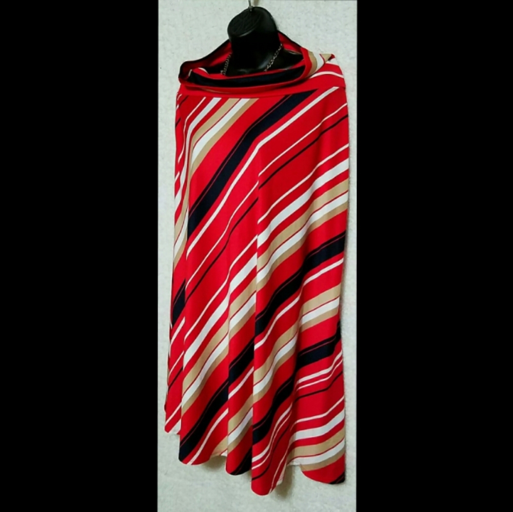 Spense Stripe Mock Neck Poncho Cape Tunic Top Sz M - Picture 5 of 13